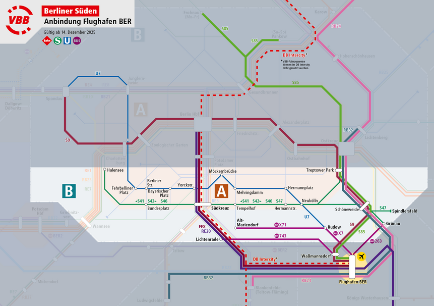 Linien aus dem Berliner Süden zum Flughafen BER ab 14.12.2025