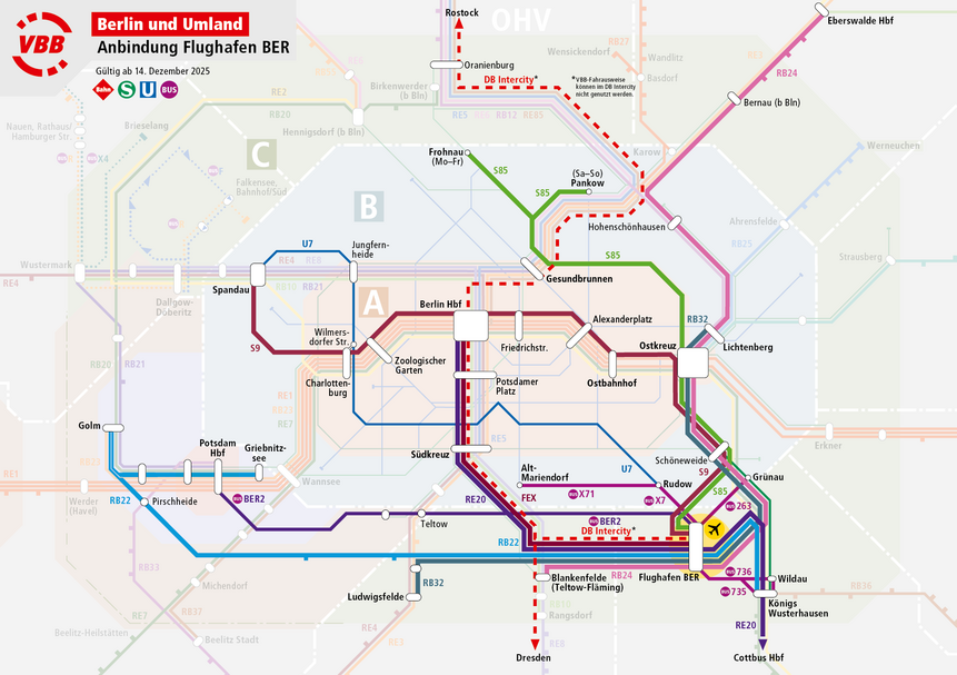 Linien aus dem Berliner Umland zum Flughafen BER ab 14.12.2025