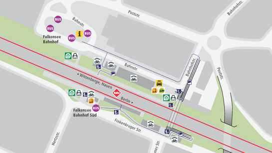 Lageplan VBB-Mobilstation Falkensee, Bahnhof Bahnhof Falkensee