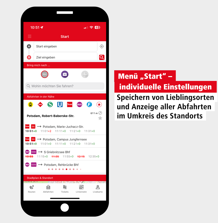 VBB-App Menü Start