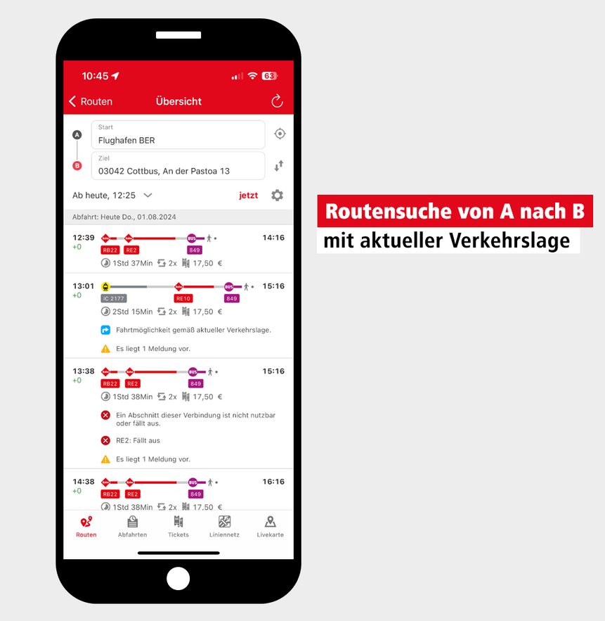 VBB-App Routensuche