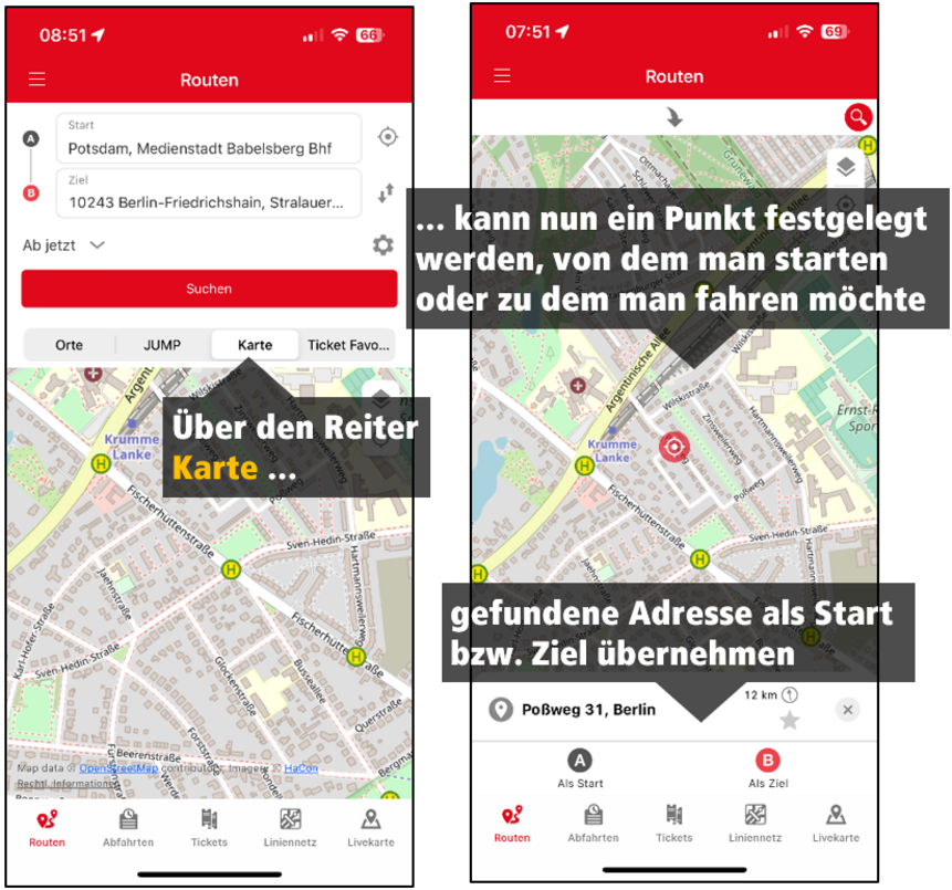 Die Grafik zeigt einen Screenshot aus der VBB-App Bus&Bahn.